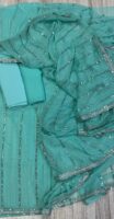 Afsafa Aqua Sequence Embroidered Chiffon Saree