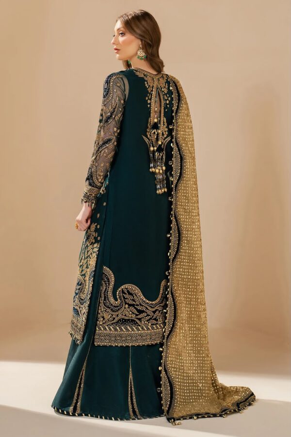 Afsafa Dark Green Embroidered Chiffon 3 Piece Suit