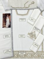 Afsafa White Embroidered Shamooz Silk 3 Piece Suit