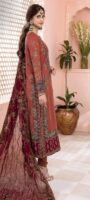 Afsafa Maroon Sequined Zari Embroidered Chiffon 3 Piece Suit