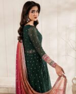 Afsafa Green Heavy Embroidered Chiffon 3 Piece Suit