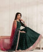Afsafa Green Heavy Embroidered Chiffon 3 Piece Suit