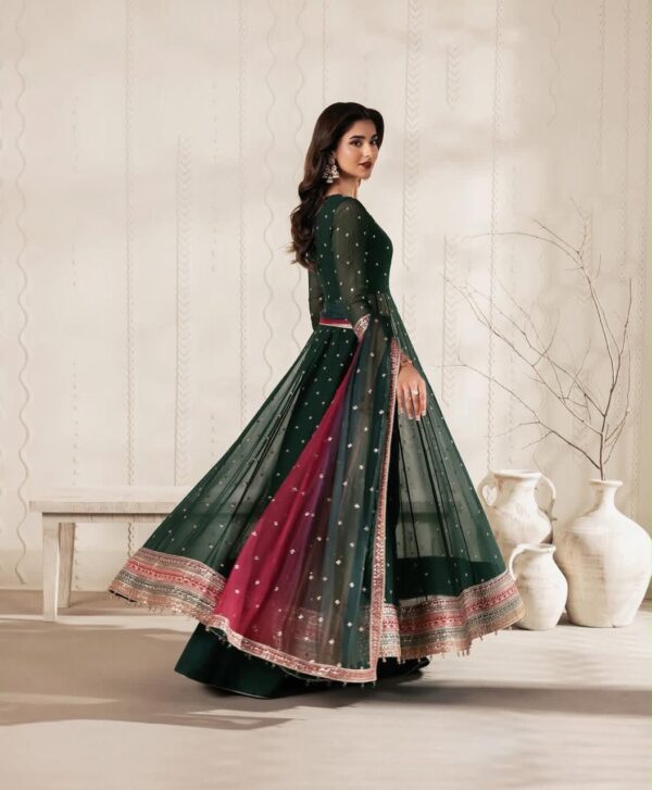 Afsafa Green Heavy Embroidered Chiffon 3 Piece Suit