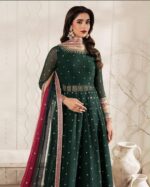 Afsafa Green Heavy Embroidered Chiffon 3 Piece Suit
