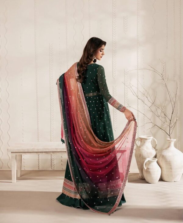 Afsafa Green Heavy Embroidered Chiffon 3 Piece Suit