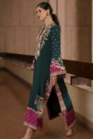 Afsafa Green Charmoush Silk Heavy Embroidered 2 Piece Suit