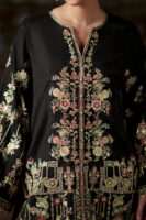 Afsafa Black Raw Silk Embroidered 3 Piece Suit