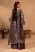 Afsafa Mocha Chiffon Embroidered 3 Piece Suit