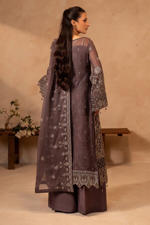 Afsafa Mocha Chiffon Embroidered 3 Piece Suit