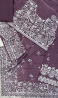 Afsafa Mauve Embroidered Chiffon Saree