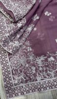 Afsafa Mauve Embroidered Chiffon Saree