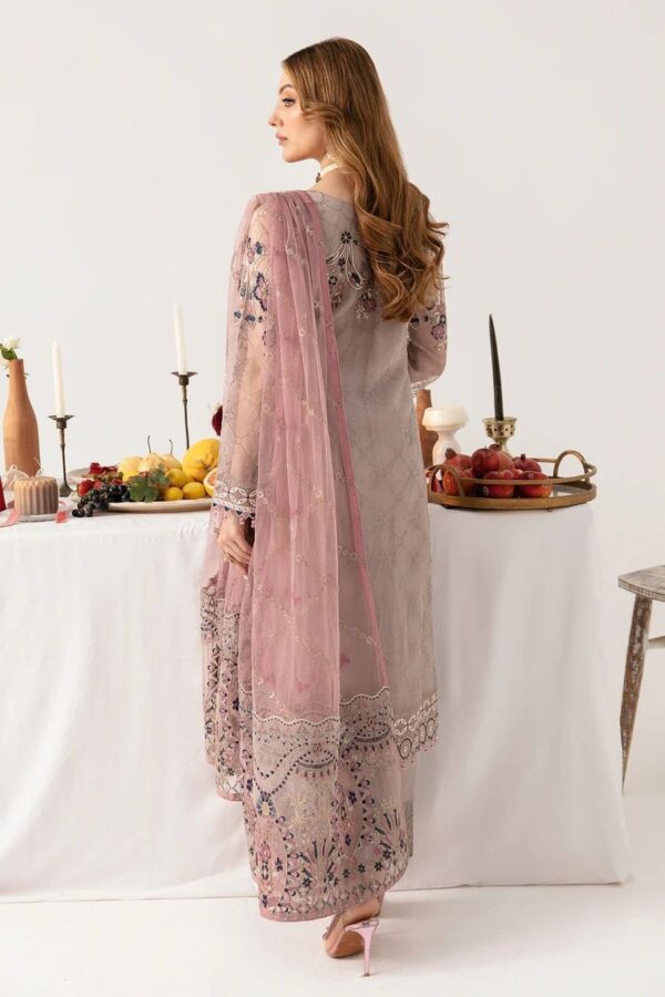 Afsafa Mauve Chiffon Embroidered 3 Piece Suit