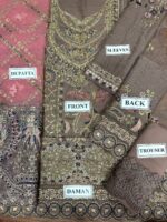 Afsafa Mauve Chiffon Embroidered 3 Piece Suit