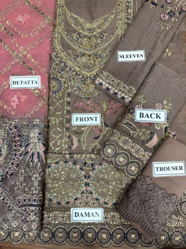 Afsafa Mauve Chiffon Embroidered 3 Piece Suit
