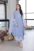 Afsafa Powder Blue Chiffon Embroidered 3 Piece Suit
