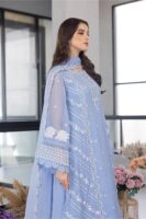 Afsafa Powder Blue Chiffon Embroidered 3 Piece Suit
