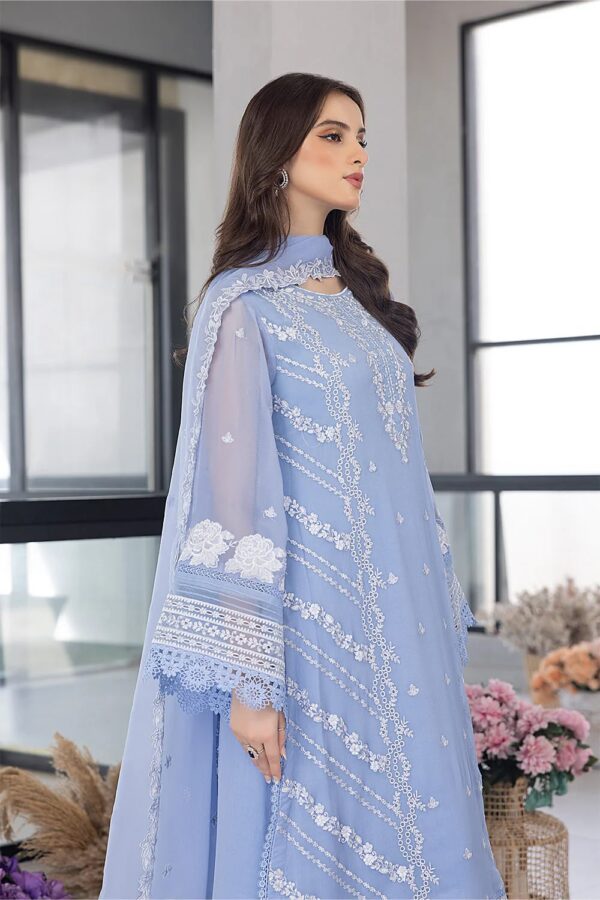 Afsafa Powder Blue Chiffon Embroidered 3 Piece Suit