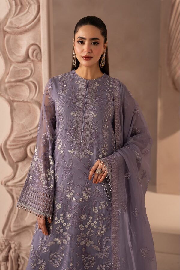 Afsafa Lavender Embroidered Chiffon 3 Piece Suit