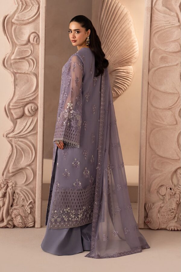 Afsafa Lavender Embroidered Chiffon 3 Piece Suit