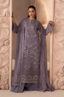 Afsafa Lavender Embroidered Chiffon 3 Piece Suit