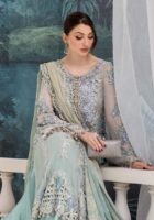 Afsafa Ice Blue Embroidered Chiffon 3 Piece Suit