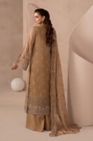 Afsafa Beige Embroidered Chiffon 3 Piece Suit
