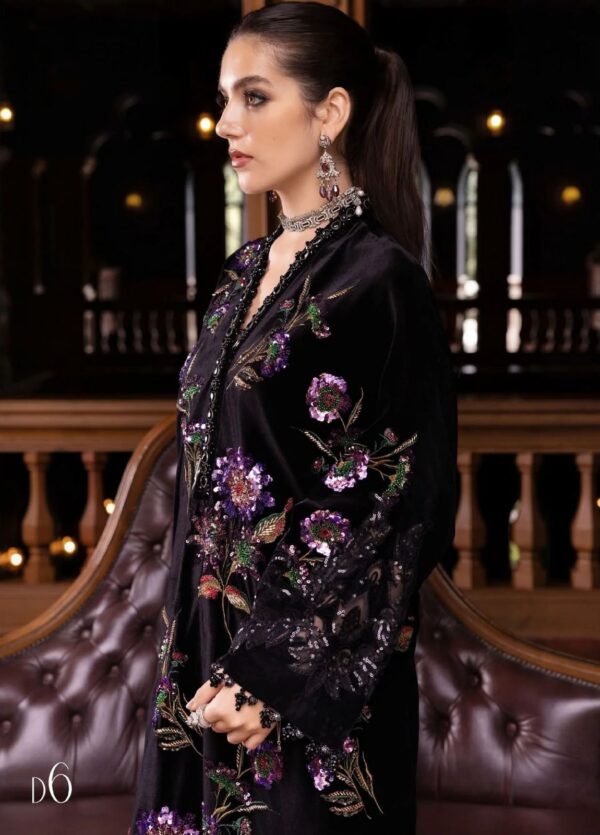Afsafa Black Embroidered Velvet 3 Piece Suit