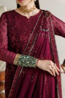 Afsafa Maroon Chiffon Embroidered 3 Piece Suit