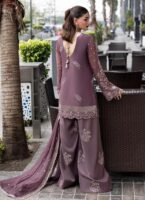 Afsafa Mauve Chiffon Embroidered 3 Piece Suit