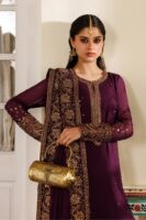 Afsafa Maroon Chiffon Embroidered 3 Piece Suit