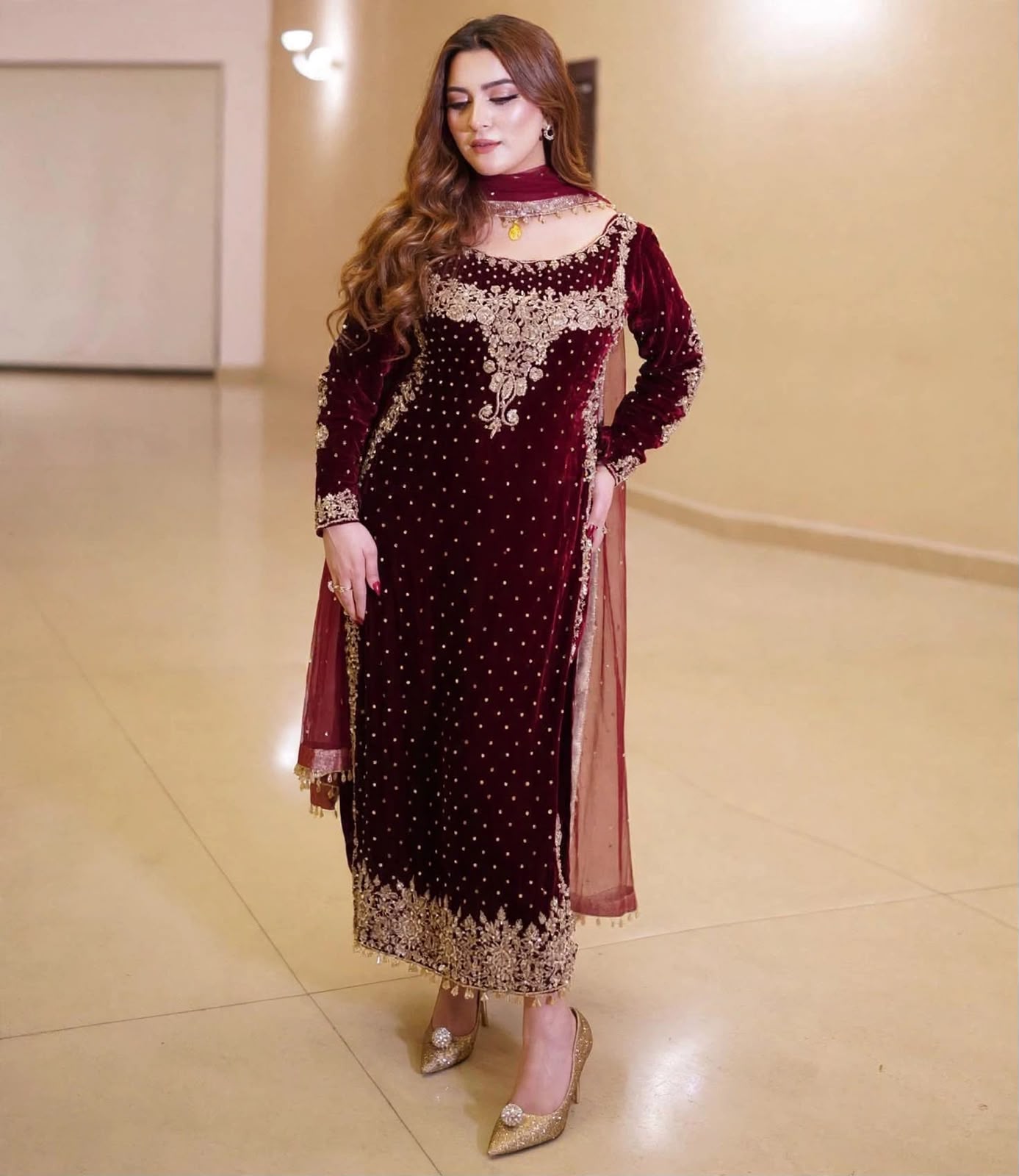 Afsafa Maroon Embroidered Lawn 3 Piece Suit