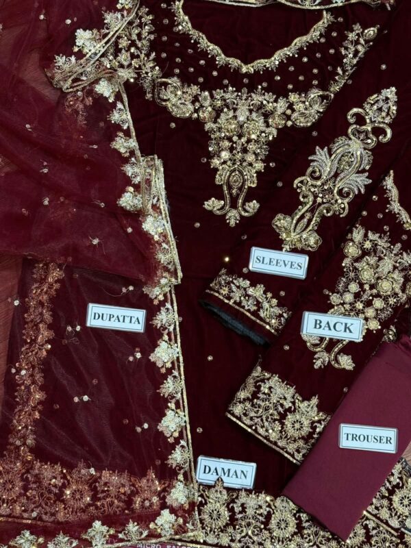 Afsafa Maroon Embroidered Lawn 3 Piece Suit