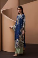 Afsafa Blue Shamooz Silk Embroidered Suit