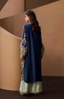 Afsafa Blue Shamooz Silk Embroidered Suit
