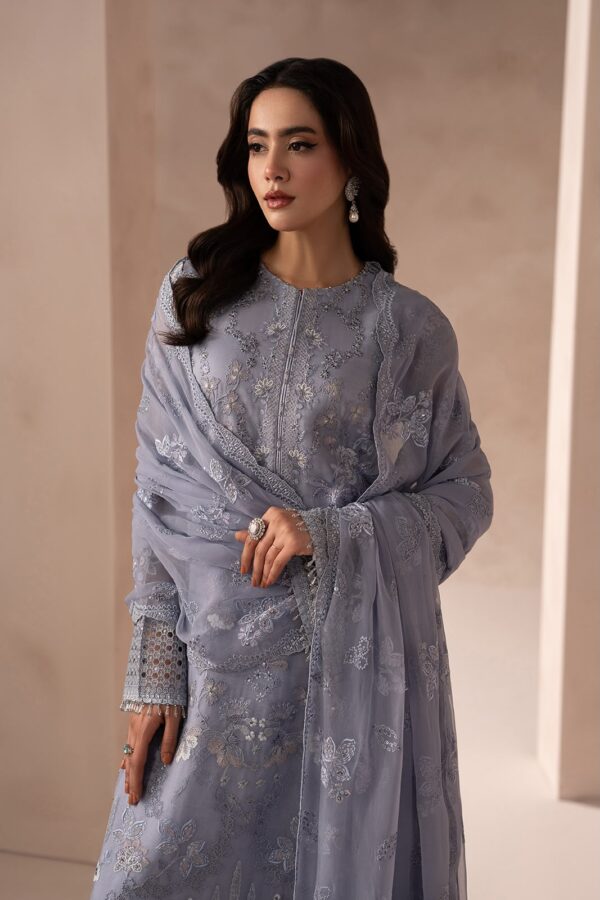 Afsafa Lavender Chiffon Embroidered 3 Piece Suit