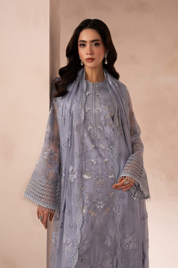 Afsafa Lavender Chiffon Embroidered 3 Piece Suit