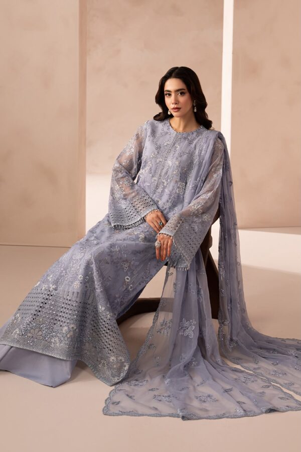 Afsafa Lavender Chiffon Embroidered 3 Piece Suit