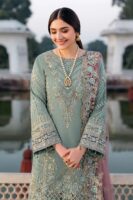 Afsafa Sage Green Embroidered Chiffon 3 Piece Suit