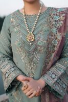 Afsafa Sage Green Embroidered Chiffon 3 Piece Suit