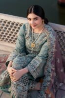 Afsafa Sage Green Embroidered Chiffon 3 Piece Suit