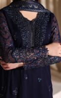 Afsafa Navy Blue Chiffon Sequence 3 Piece Suit