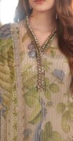 Afsafa Sage Green Digital Printed Embroidered Chiffon 3 Piece Suit