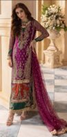 Afsafa Purple Embroidered Chiffon 3 Piece Suit