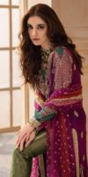 Afsafa Purple Embroidered Chiffon 3 Piece Suit