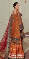 Afsafa Rust Orange Embroidered Chiffon 3 Piece Suit